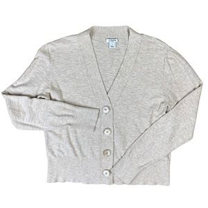 J Crew Oatmeal Nubby Cotton Button Front Cardigan 3/4 Sleeves Size S